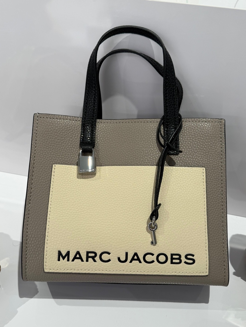 Marc Jacobs Taupe, Cream & Black Leather Small Tote
